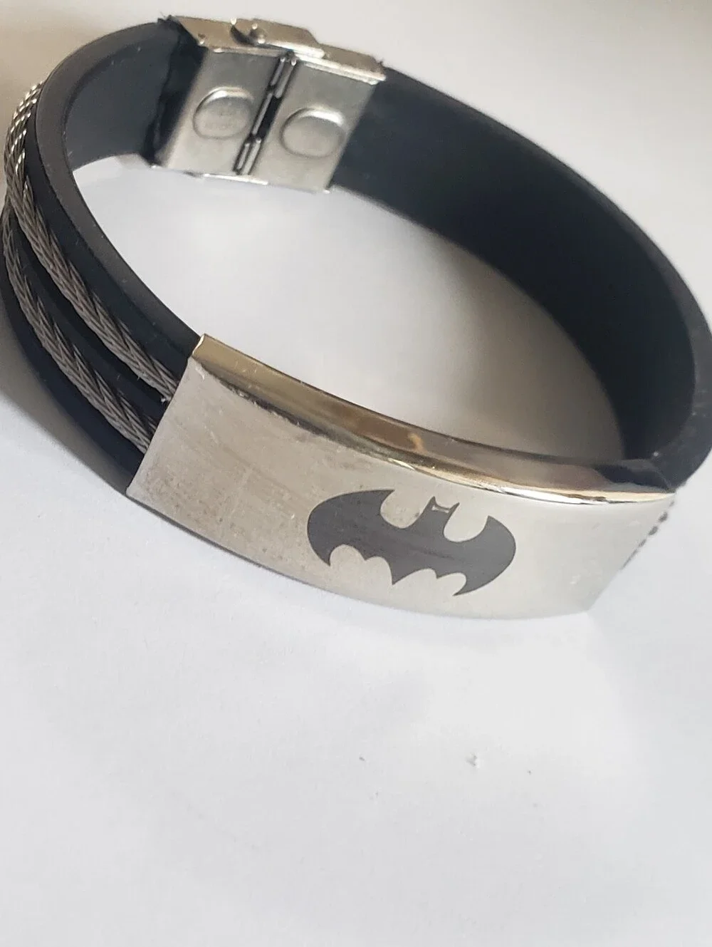 Marvel Black and Silver Batman Logo Men's Bracelet